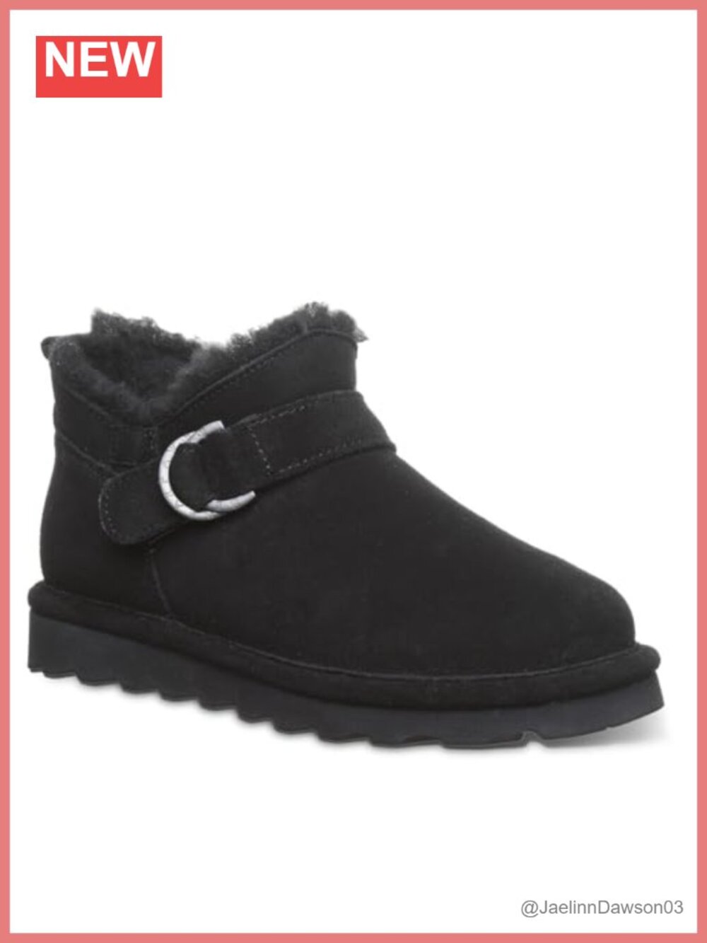 Suede Ankle Boot with Buckle & Wool Blend Lining